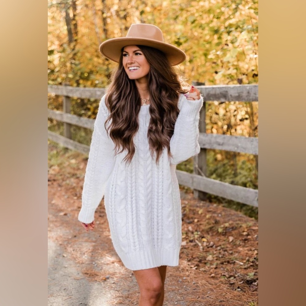 Pink Lily White Sweater Dress